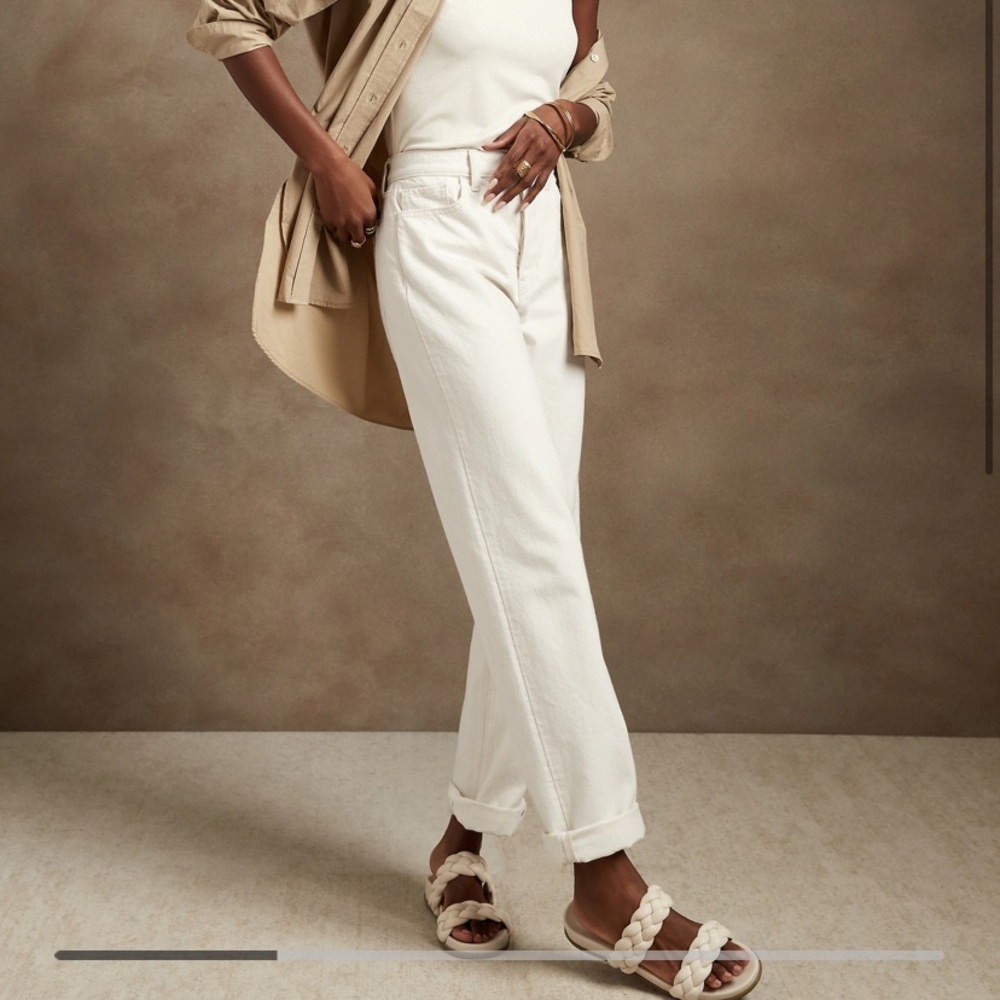 NWT Banana Republic Loose Jean Stovepipe MidriseWhite Denim 30 Regular 8 jeans